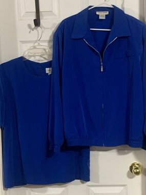 Susan Graver Lot of 2 Cobalt Blue Top with Jacket